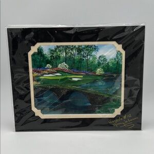 Nancy Johnson Signed Augusta #12 Golf Print Amen Corner Masters Art Golden Bell